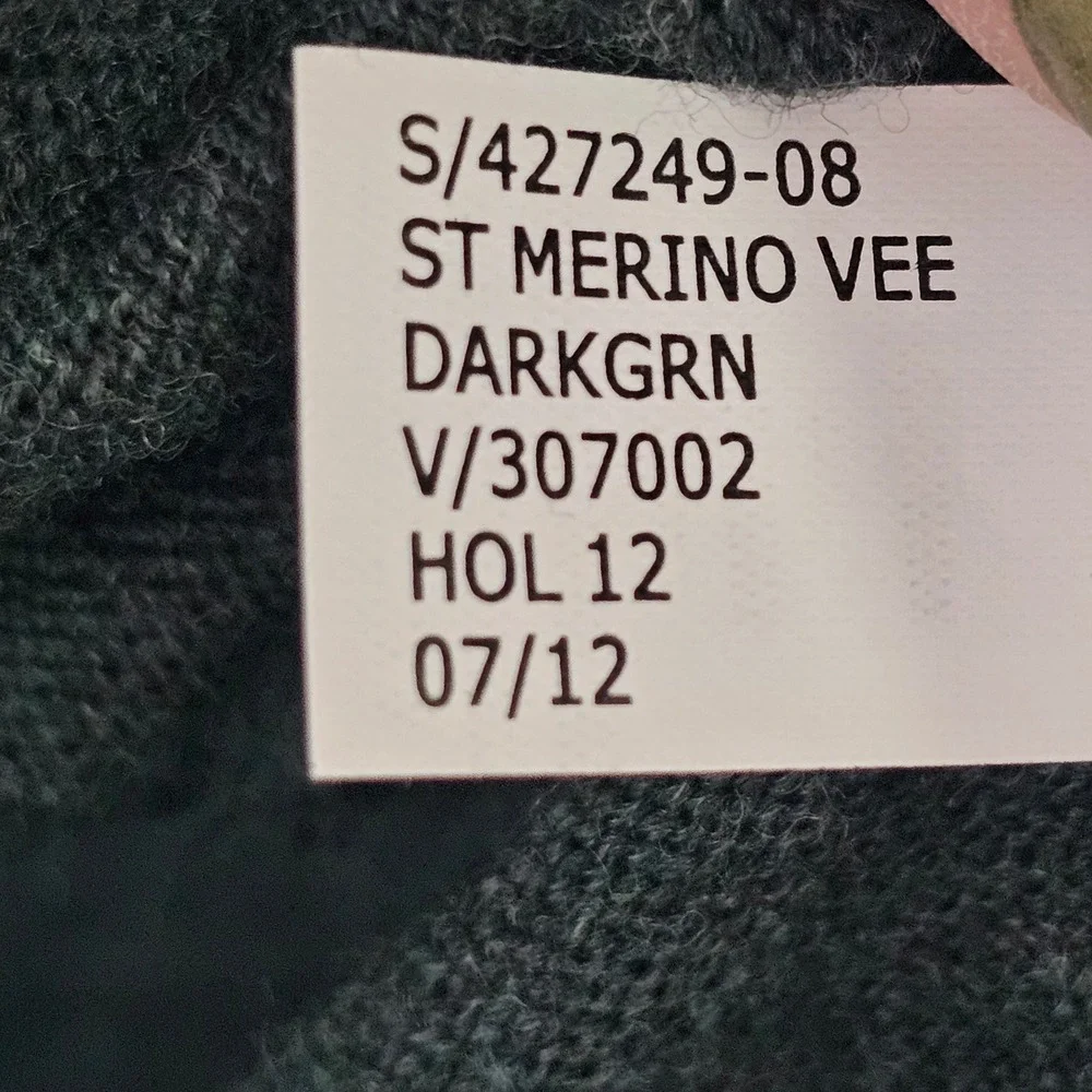 Banana Republic Extra Fine Merino Wool V-Neck Sweater Mens L Pullover Knit Green